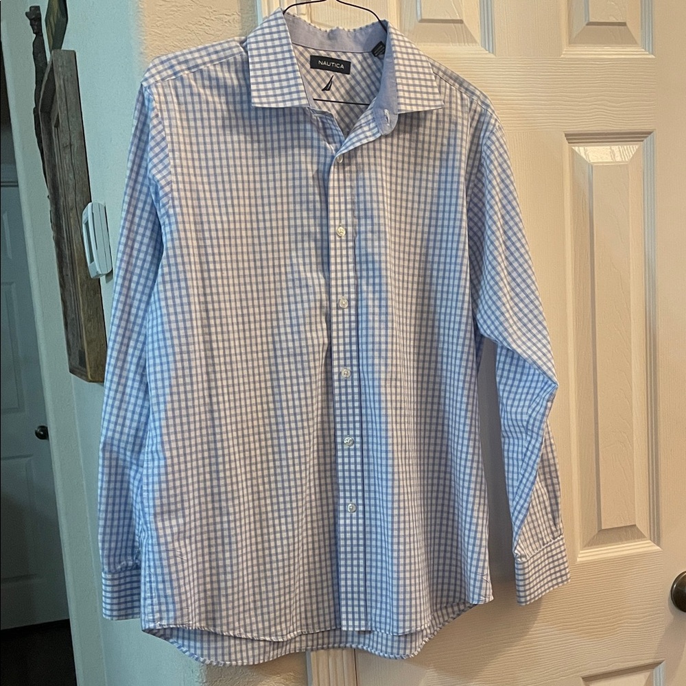 Nautica Men's Light Blue Gingham Shirt